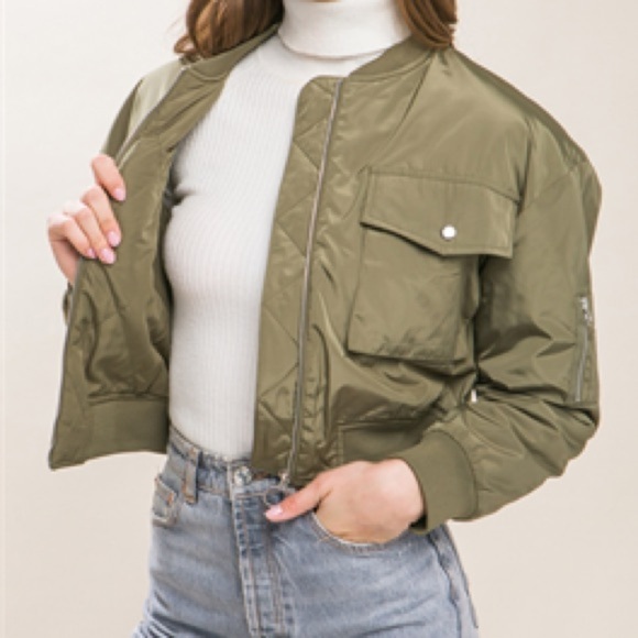 AEROPOSTALE Bomber Jacket Army Green - Picture 2 of 12